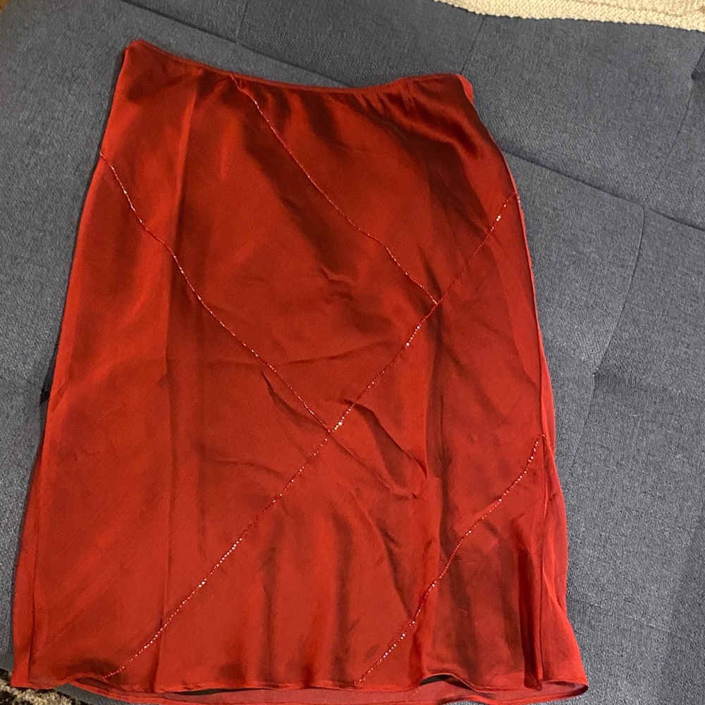 Laundry By Shelli Segal Red Skirt with Diagonal Seams